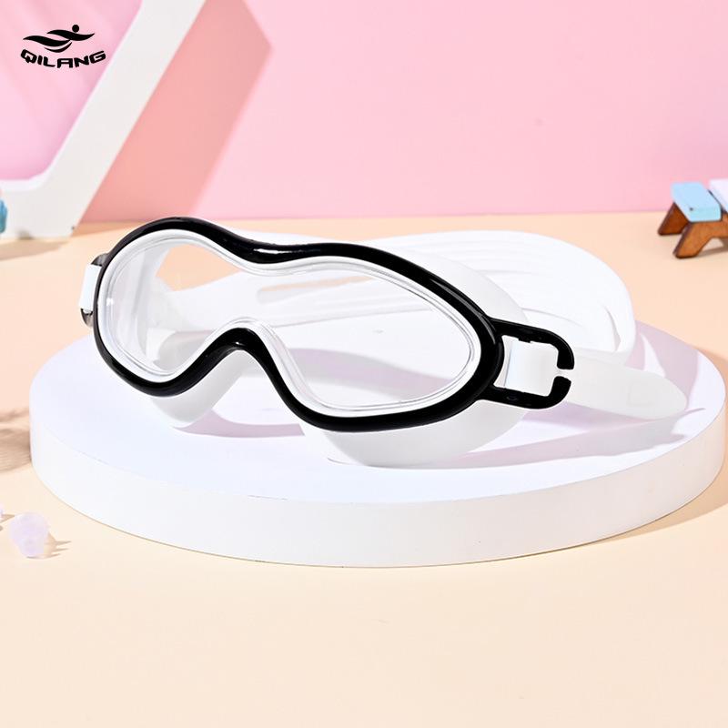 Kids' HD Large-Frame Waterproof Anti-Fog Swim Goggles: Comfortable & Non-Tightening—Perfect for Boys' and Girls' Professional Diving.
