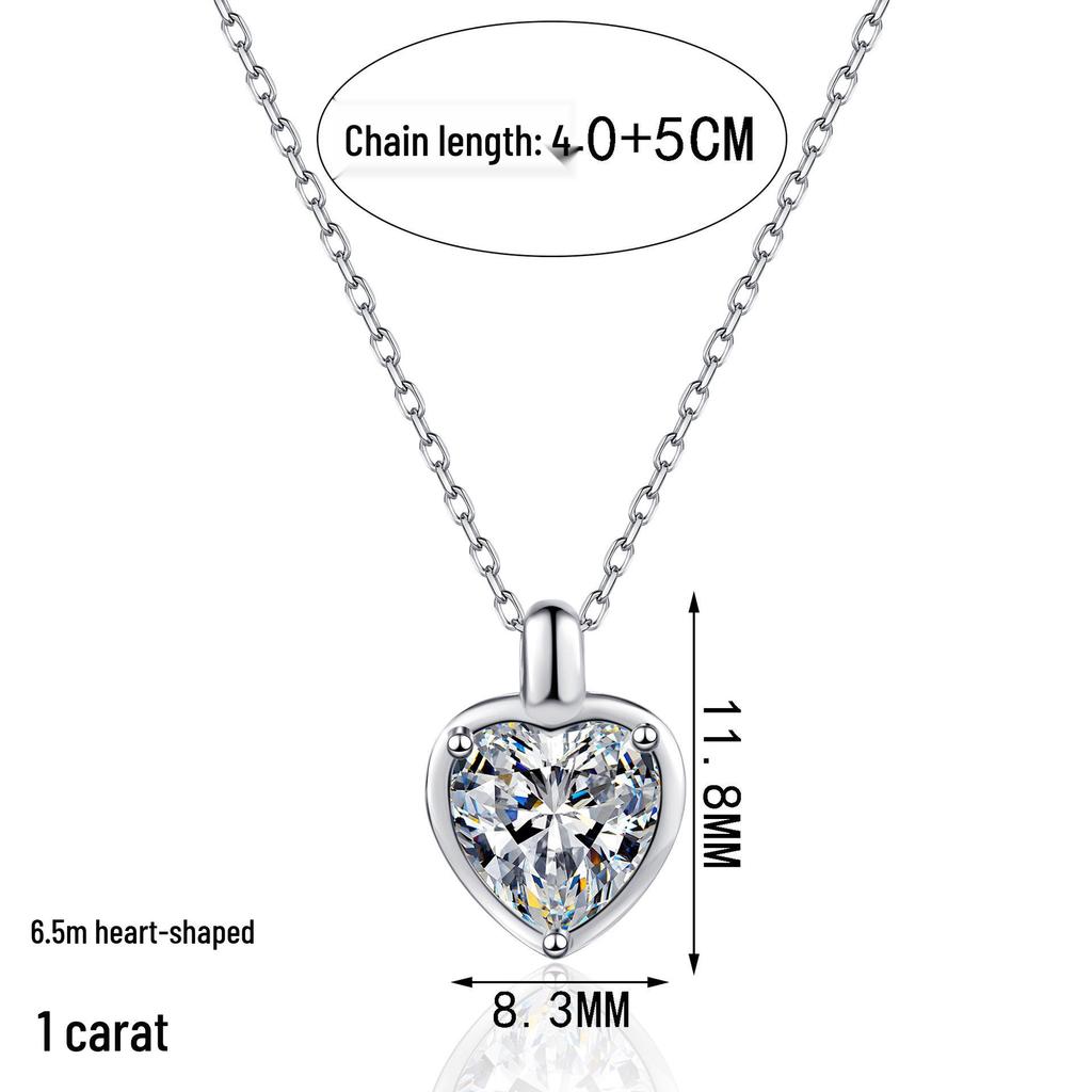 New Deyi S925 Sterling Silver Moissanite Heart Pendant Necklace - Women's Minimalist Love Clavicle Chain