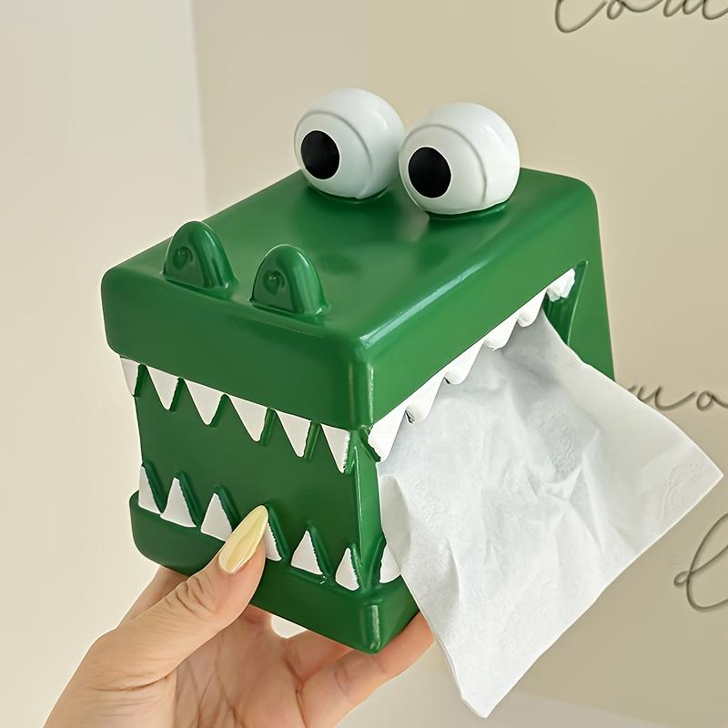 1pc Creative Crocodile Tissue Box Holder - Decorative Square Resin Tissue Dispenser with Playful Design for Home or Office Decor