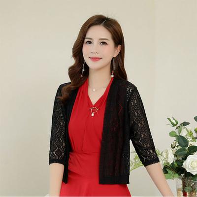 Abbigliamento corto con protezione solare, cardigan in pizzo da donna, sottile, scialle taglie forti, camicia corta con aria condizionata