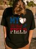New Comfort Skinfriendly Unisexs Cotton  Baseball Heart Graphic Printed Short Sleeve T Shirt  Summer Casual Everyday  For