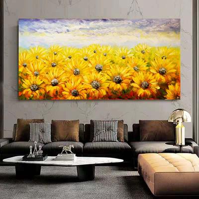 Sunflower Field Landscape Oil Painting Printed On Canvas Poster Bedroom Decor Modern Wall Art No Frame Picture Home Decoration Frameless