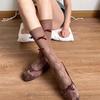Mesh Bowknot Calf Stockings for Women Vintage Solid Color Summer Breathable Long Socks Sweet Girls Knee High Fishnet Pile Socks