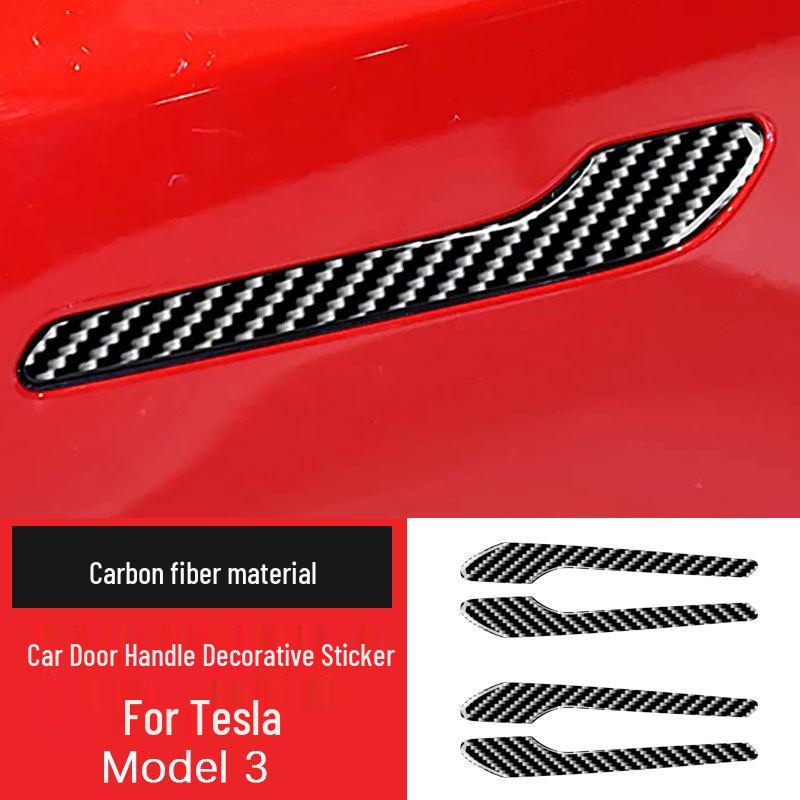 Tesla Model 3 Carbon Fiber Door Handle Protection Sticker