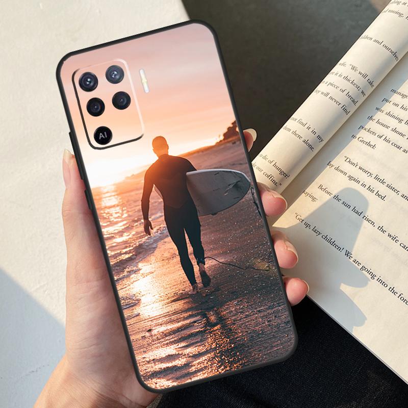 Surf Surfboard Case For Oppo A80 A60 A40 A78 A38 A18 A98 A58 A96 A76 A16 A94 A74 A54 A15 A17 A57 A77 A5 Pro