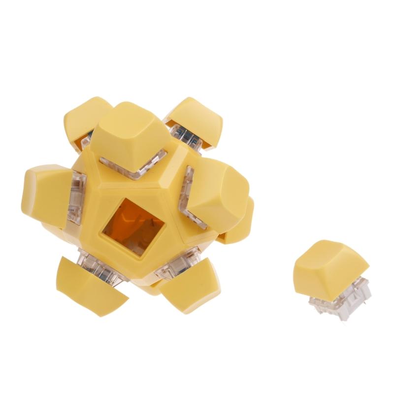 12 Sided RubiksCubes Mechanical Keyboard Switches Keychain Light Up Switches Tester Kit Decompression Relaxation Toys