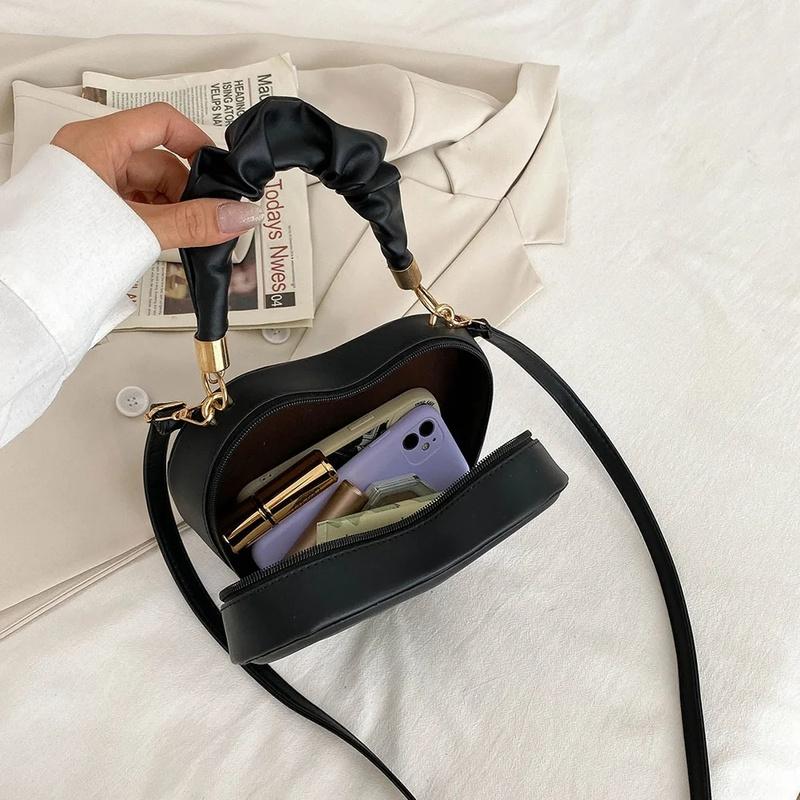 1Pcs Fashi Love Heart Shape Shoulder Bag Small Handbags Designer Crossbody Bags For Women Solid Pu Leather Top Handle Bag