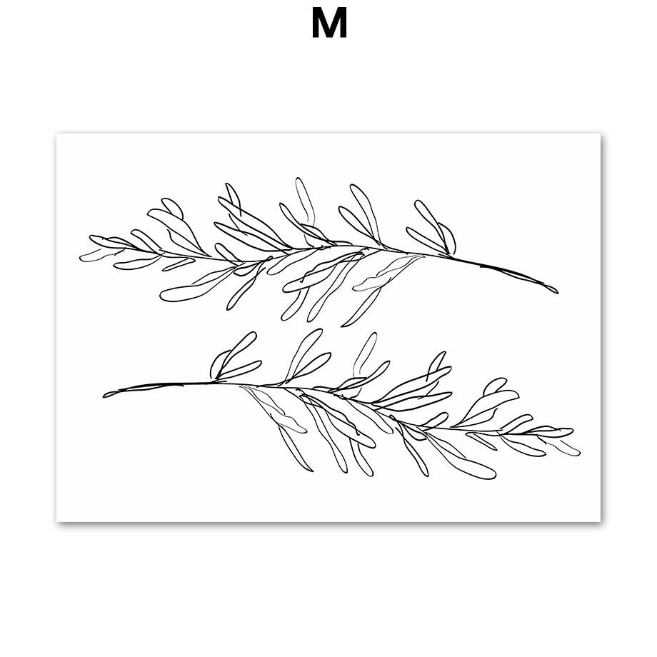 Abstract Bohemian Line Woman Leaf Vase Flower Mid Century Posters Canvas Painting Wall Art Print Picture Living Room Home Decor