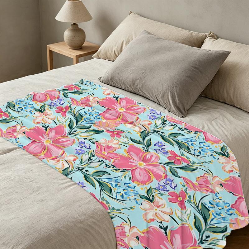 Floral Flannel Throw Blanket No Shedding, Soft Skin-Friendly Warm Cozy for Home, Couch Napping, TV Time, Halloween & Christmas