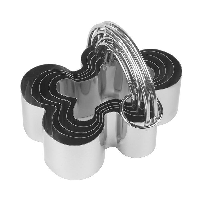 5 Pcs Stainless Steel Baking Cookie Cutters Set With Hanging Basket And Dual Handle Mousse Rings For Cake Biscuit Making