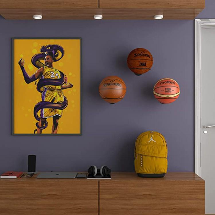 Wall-Mounted Multi-Purpose Sports Rack for Baseball, Basketball, and Volleyball