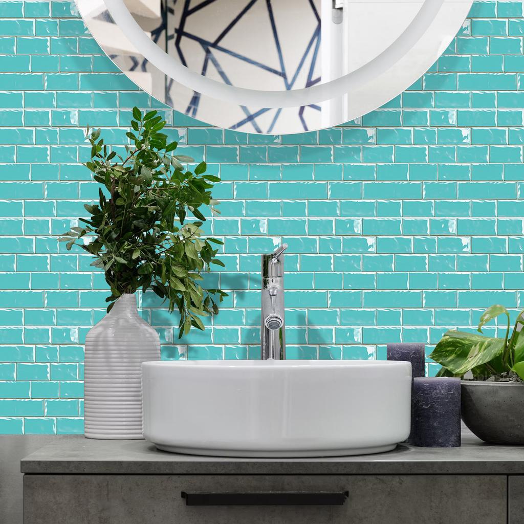 Special Shaped Marble Embossing Tiles Wall Sticker Kitchen Oil-Proof Bathroom Washbasin Art Mural Decals