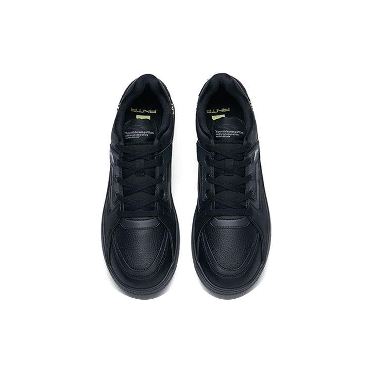 Anta Life Retro Men Black Gray White Leather Fabric Non-Slip Casual Low-Top Sneakers 912218066-3