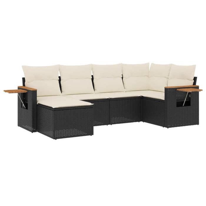 VidaXL Salon de Jardin avec Coussins 6 pcs, Canapés de Terrasse, Ensemble de Meubles de Patio, Mobilier d'Extérieur, Noir 3259417