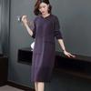 Pletené svetrové šaty ke kolenům pro ženy Podzimní a zimní stylový pulovr střední délky a jednobarevné pletené šaty s dlouhým rukávem Pulovr