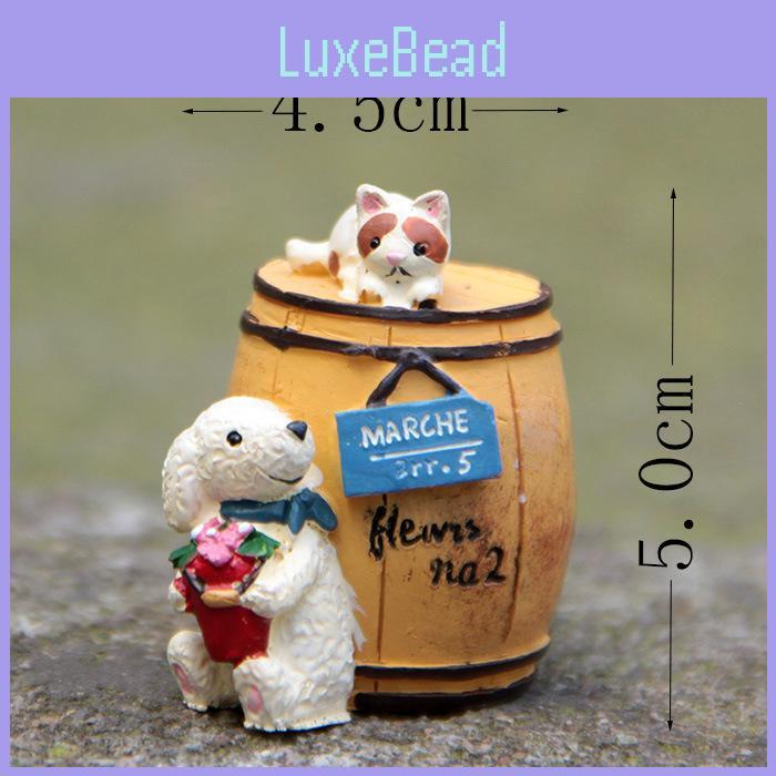 Niedliche Cartoon Weinfass Katze und Hund Mini Modell Ornament für Fotografie und Werbegeschenke