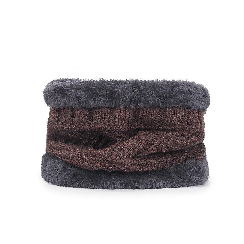 Men's Winter Knitted Wool Hat with Velvet Lining and Scarf for Ear Protection