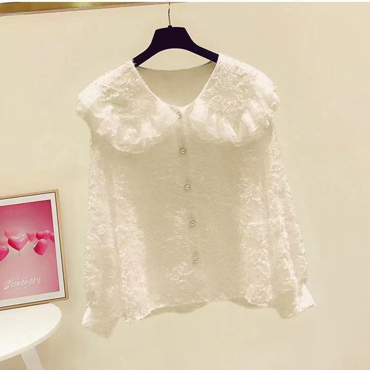 

Утепленная и утолщенная рубашка для осени и зимы, женская, темпераментная, кружевная кромка, нижняя часть Yangqi, повседневная рубашка, тонкая, универсальная блузка 3XL