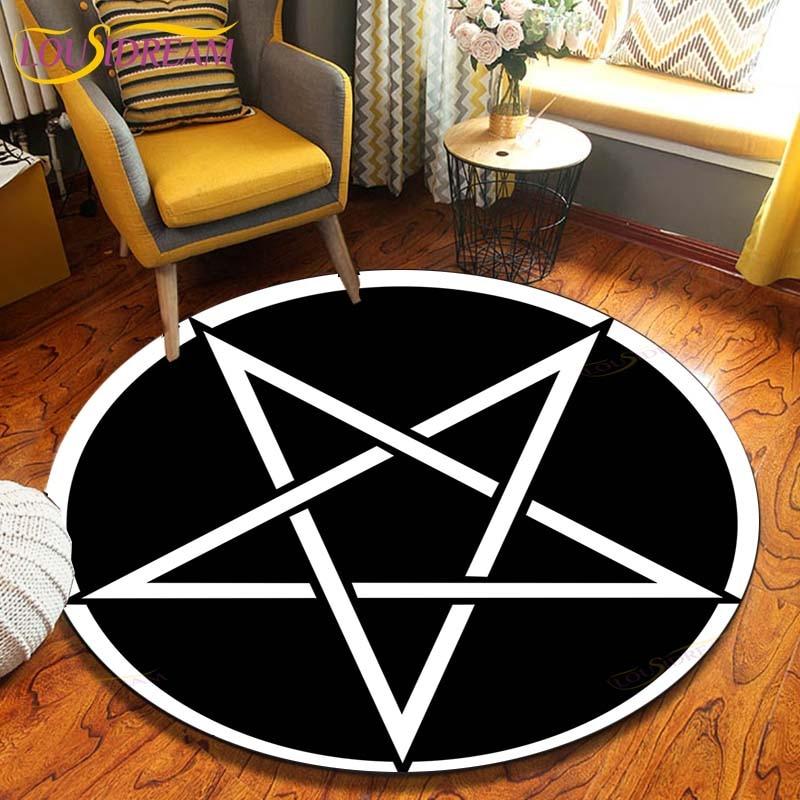 Satan Skull 3D Print Waterproof and Non-slip Circle Cute Floor Rug Round Area Rugs Living Room Children Chair Tent Carpets