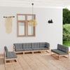 Day and Night - Day and Night Garden Furniture 8 Pieces with Cushions Made of Solid Pine Wood