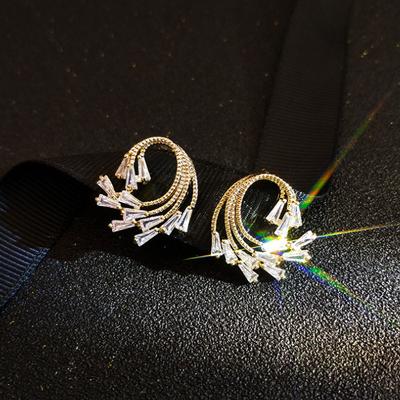 Trendy Girl Stud Earrings Imitation Zircon Super Fairy Temperament Elegant Luxury Earrings