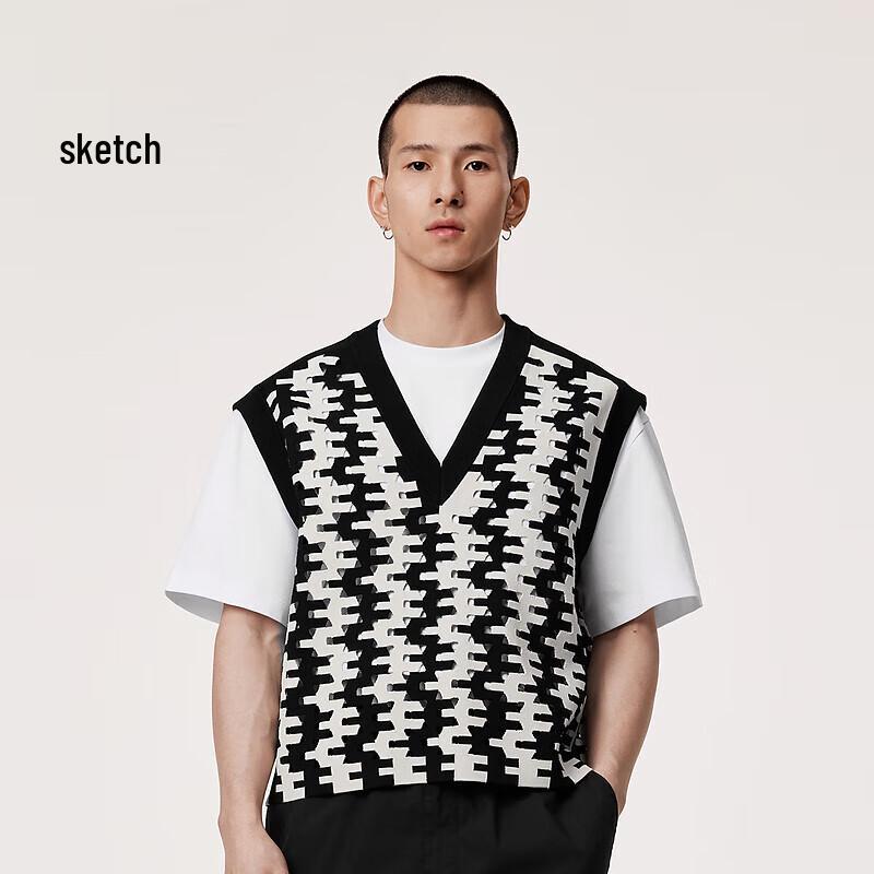 

SOXIE Мужской трикотажный жилет без рукавов с V-образным вырезом и геометрическим узором, весна 2024 M