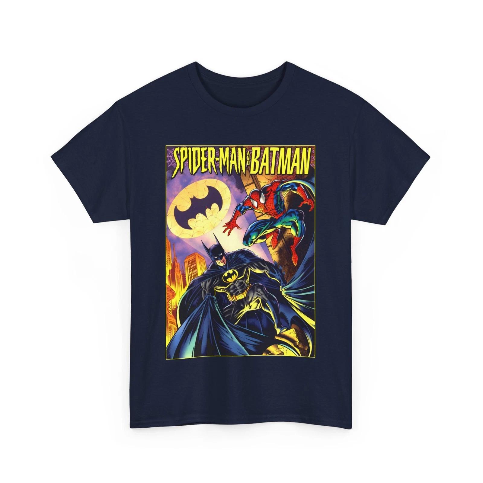 Batman Spider-Man T-Shirt Mark Bagley Art DC Marvel Comics Crossover Graphic Tee S