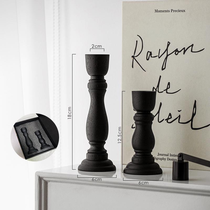 European Retro Wooden Candlestick for Romantic Candlelit Dining