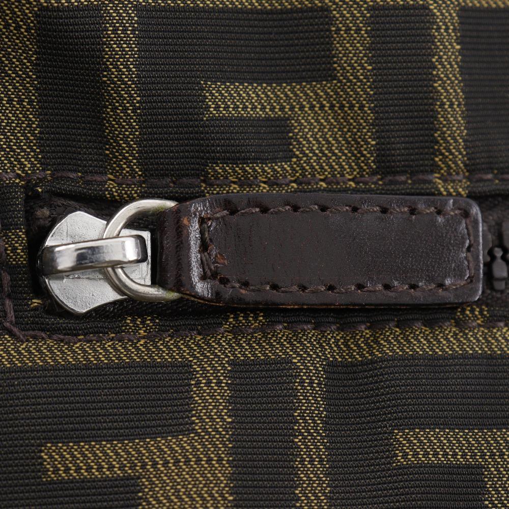 FENDI Zucca Shoulder Bag Brown Nylon canvas unisex Used