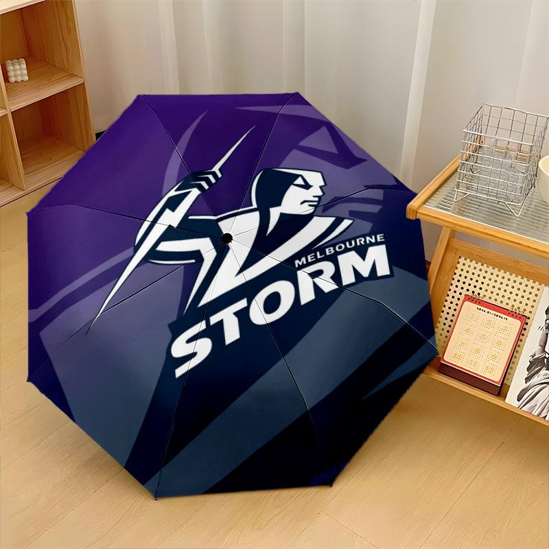Melbourne Storm Print Auto 8?Ribs Folding Umbrella Wind Resistant Lightweight Automatic Umbrella For Daily Travel