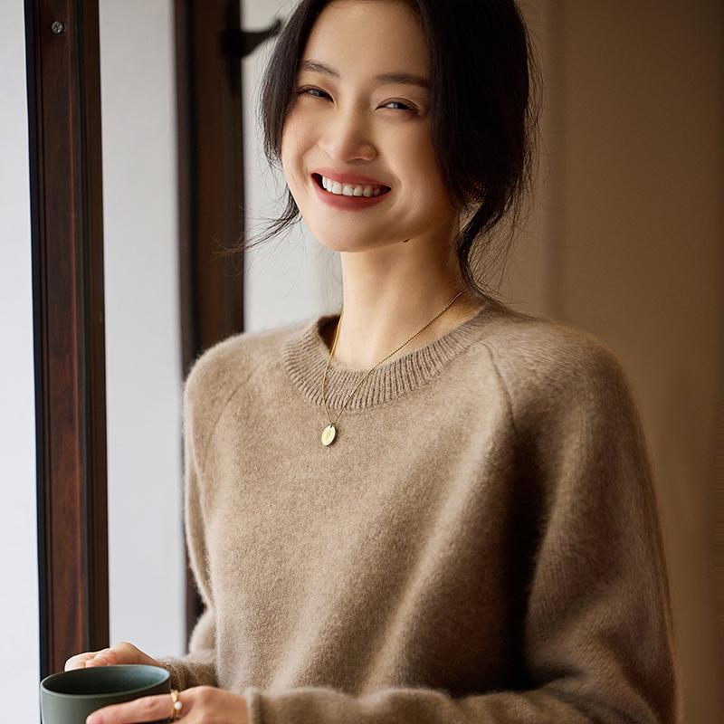 Women's Cashmere Sweater Qinghe Cashmere 30% Cashmere 70% Wool Autumn and Winter Pullover Warm and Fashionable