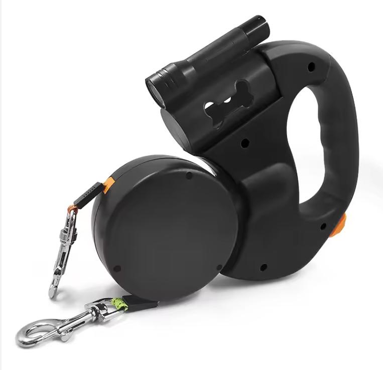 Double Ended Leash, Double Dog Leash for Two Dogs with Tangle-Free Swivel, Dog Leashs with LED Flashlight for Small & Large Dog