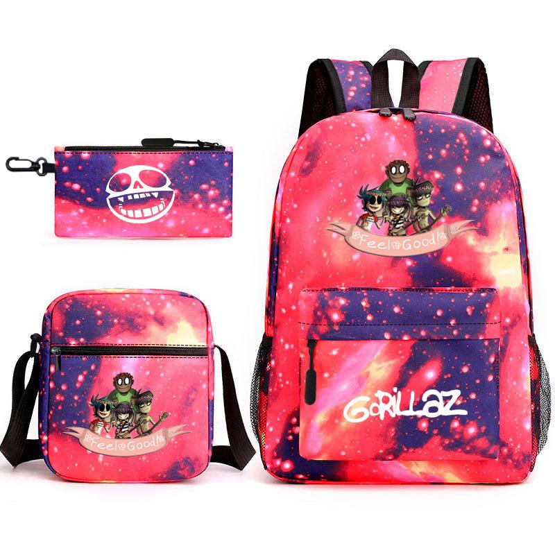 British virtual band trend heat transfer, primary and secondary school students schoolbag Gorillaz children's starry sky three-piece set, teenagers