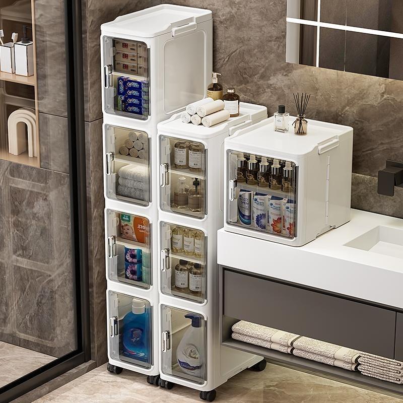 Folding Bathroom Storage Cabinet 1/2/3/4/5/6 Layers Rack Trolley Kitchen Bathroom Locker Children's Toy Folding Cabinet Narrow Cabinet