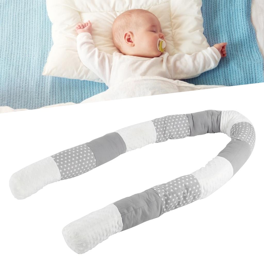 Baby Crib Bumper Cotton Snake Pillow Cushion Soft Infant Bed Protector Fence DecorGray Splicing