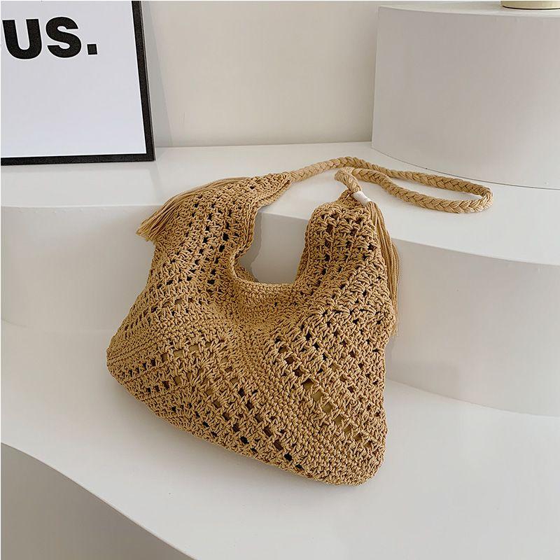 

Women s Straw Bag National Style Seaside Holiday Artsy Kakh