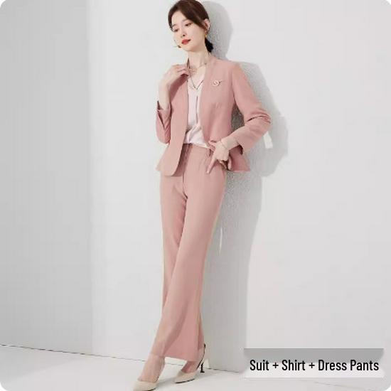 Aishangchen Women's Pink Suit Set: High-End, Professional, Temperament Goddess Style for Broadcasting and Hosting.