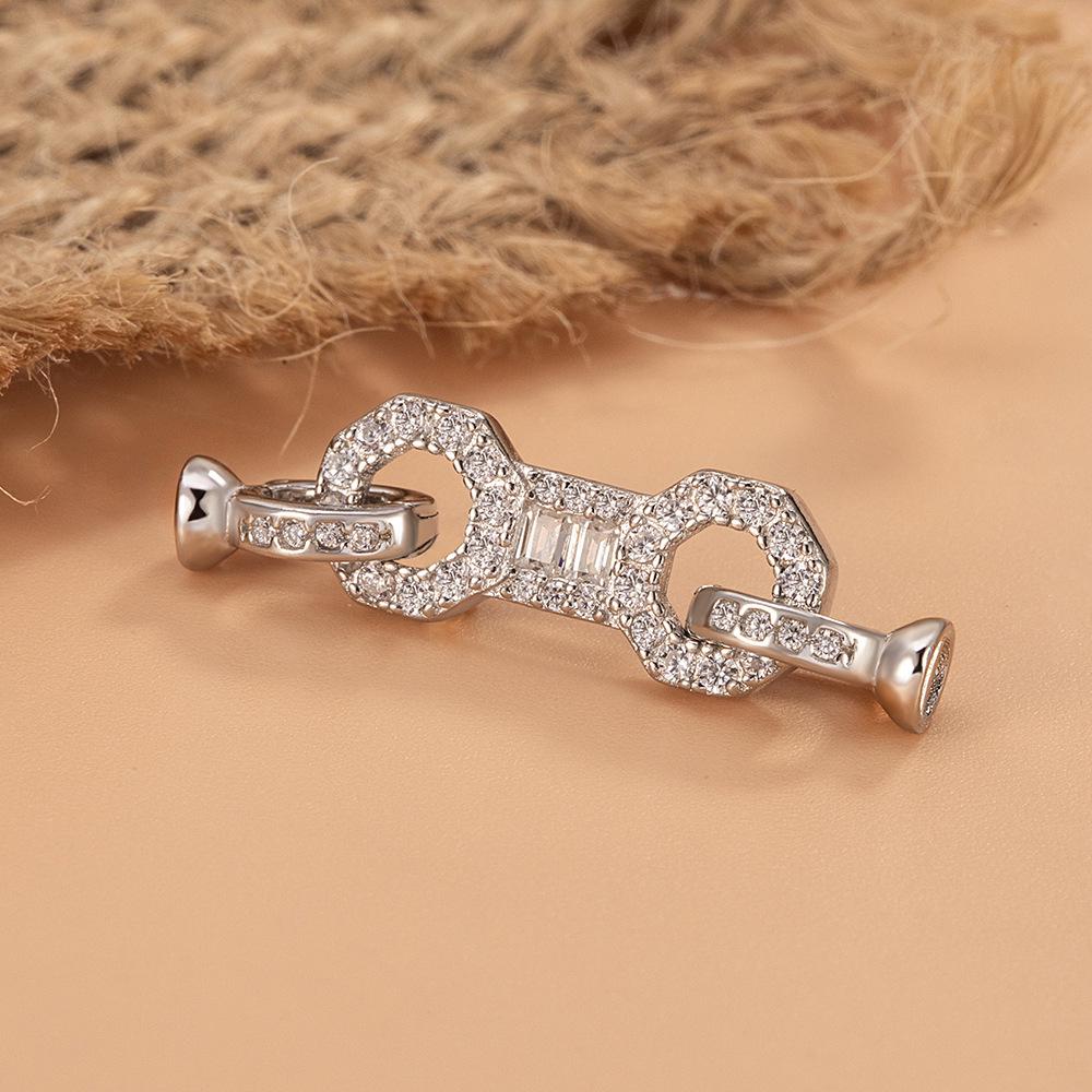 DIY Beaded Pearl Jewelry Set: S925 Silver Double Tail Buckle with Micro-set Zirconia
