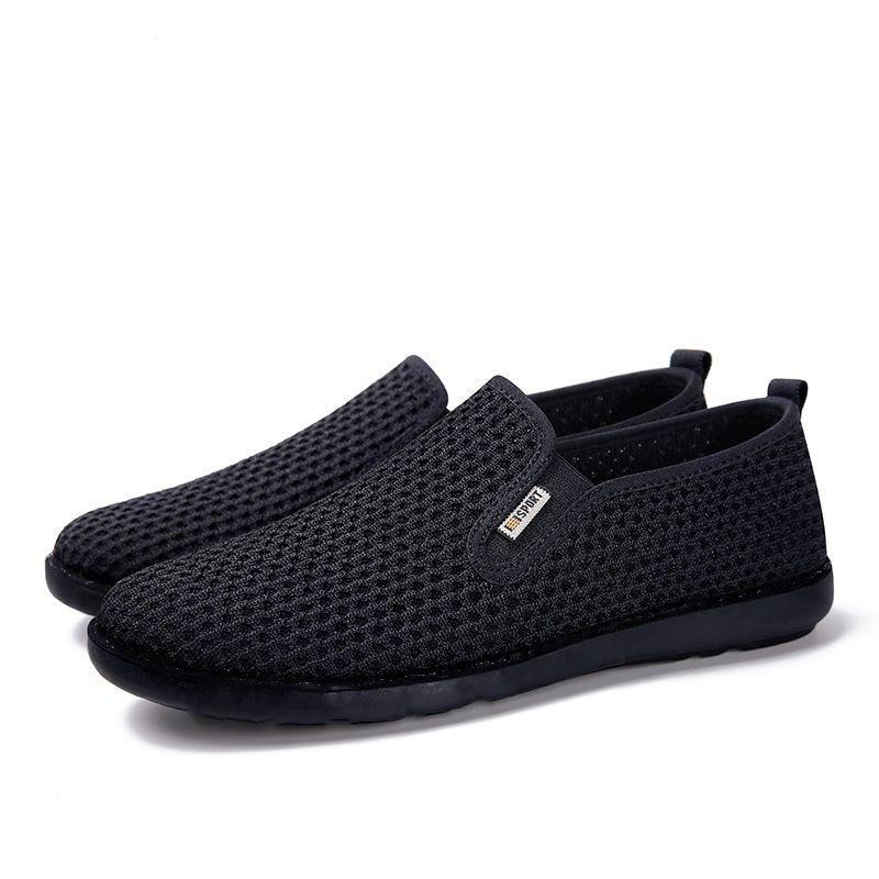 New Cloth Mesh Shoes Men's Breathable Soft-soled Casual and Light One-pedal Middle-aged and Elderly Cloth Shoes Men