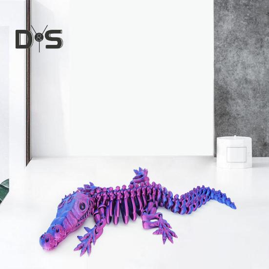 3D Printed Skeleton Crocodile Figurine Movable Joints Bone Crocodile Figure Articulated Animal Model Toy Home Office Desktop Decoration Ornament