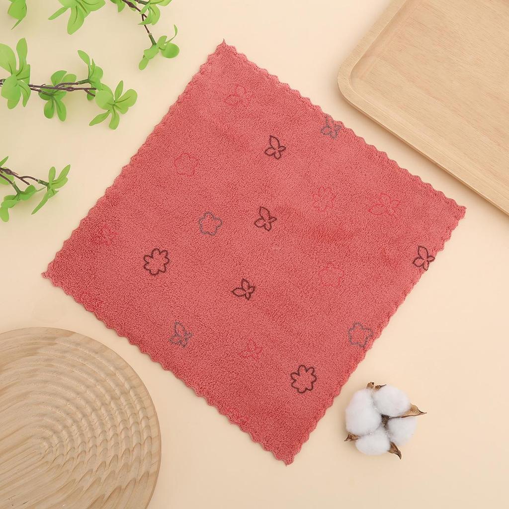 Coral Fleece Absorbent Kitchen Dishcloth - Small, Thick, Easy-to-Use Hand Towel for Dishwashing