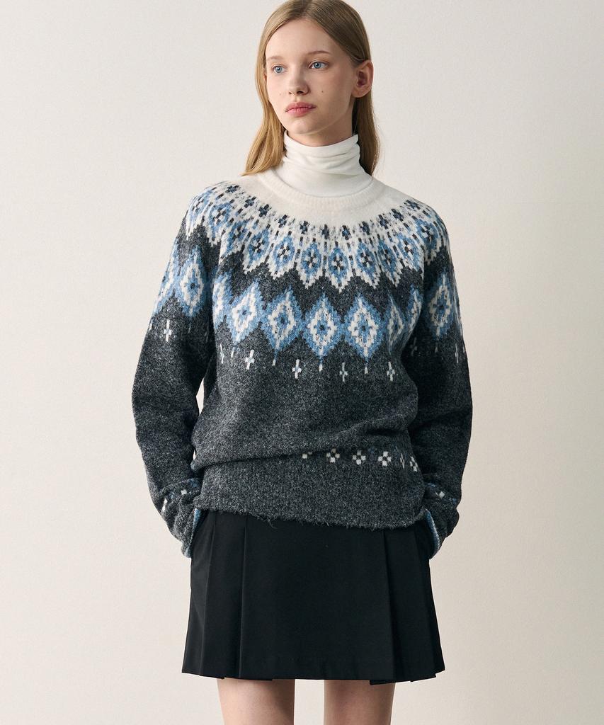 Deuloupisumeon Nordischer Pullover Wollstrick [Anthrazit]