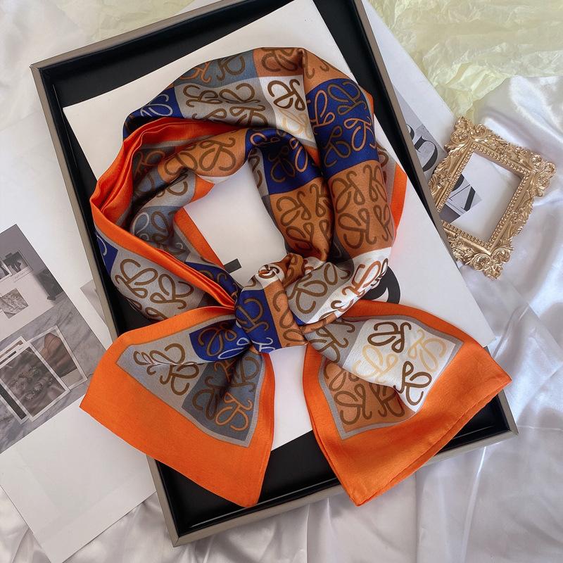 Luxury Design Women Summer Long Silk Scarf Hair Headband Foulard Skinny Bag Scarves Neckerchief Lady Shirt Decorative Streamers