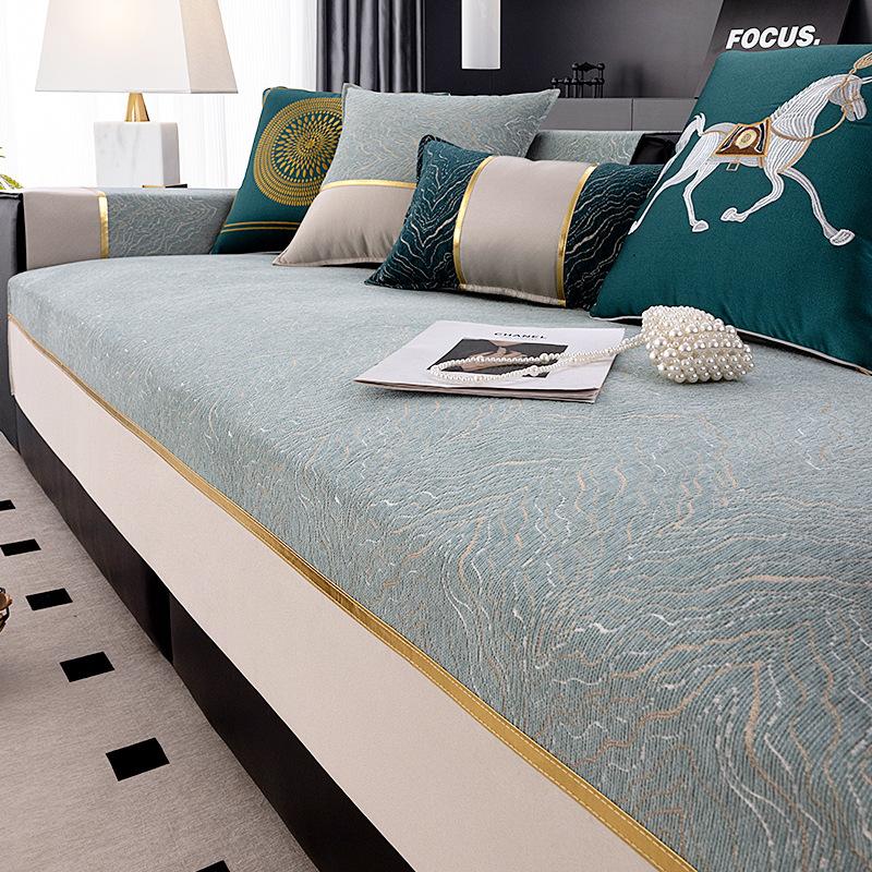 New Sofa Cushion Four-Season Universal Straight Row Sofa Cover Cloth Seat Cushion Light Luxury High-Grade Leather Sofa Cover