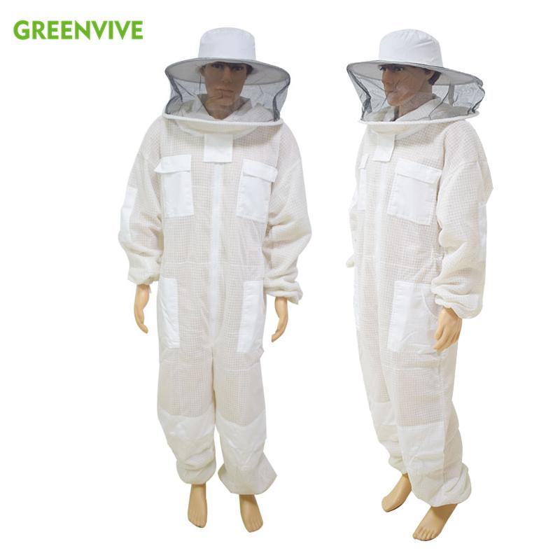 3-Layers Beekeeping Clothing Breathable Ventilated Beekeeping Suit with Round Veil Professional Beekeeper Clothing Anti Bee Suit L