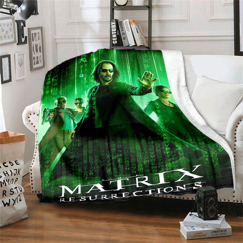 1pc Matrix Resurrections Keanu Reeves Cartoon Blanket,Portable Throw for Travel & Camping, All Season Cozy Blanket,Ideal Gift