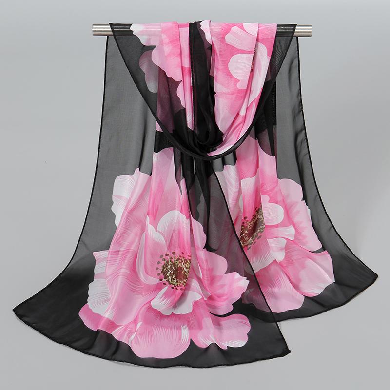 Spring Printed Chiffon Scarf Floral Printed Beach Shawl Lightweight Neck Scarf Summer Neck Sun Protection Scarf Shawl 150*50cm