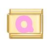 Vintage Y2K Pink 26 English Letters Gold Color Italian Charm Links Fit 9MM Bracelet Stainless Steel Making DIY Christmas Gifts