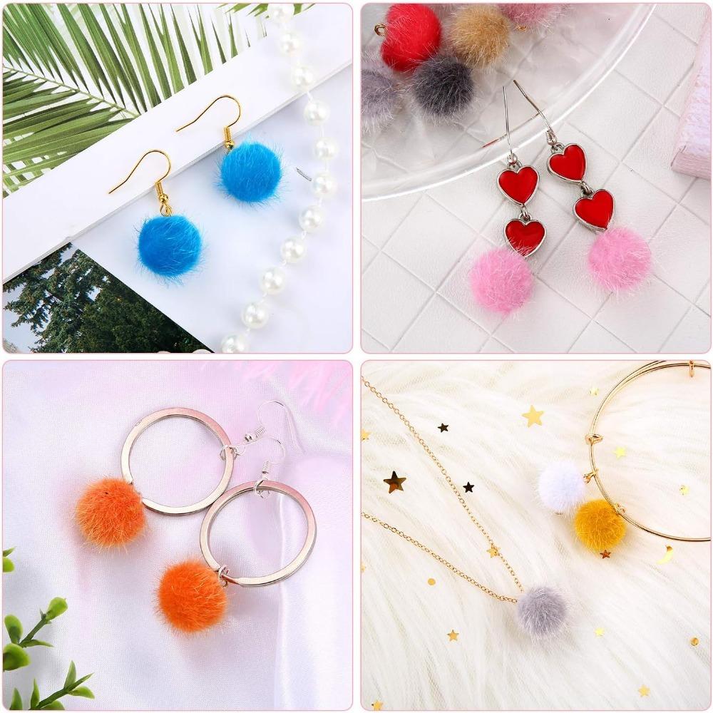 20/60 Pieces Pompoms Earrings Fabric Metallic Colorful Pompoms Charms DIY Fluffy Ball for Tassel Earrings Charm Pendant Keychain Jewelry Making