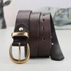 Copper Buckle Belt Women'S Style Retro Pure First Layer Cowhide Simple Korean Jeans Belt Genuine Leather Black
